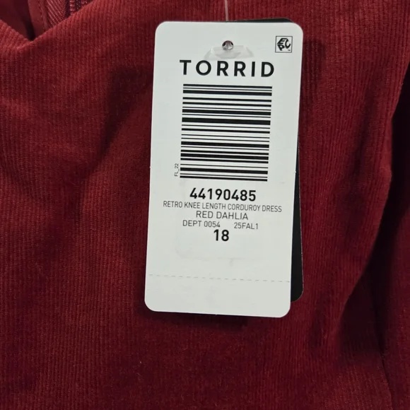 NWT Torrid Retro Chic Knee-Length Corduroy Dress- Size 18 - Picture 8 of 10